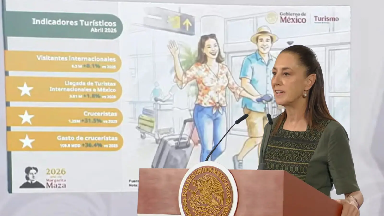 Mexican tourism official speaking at presentation