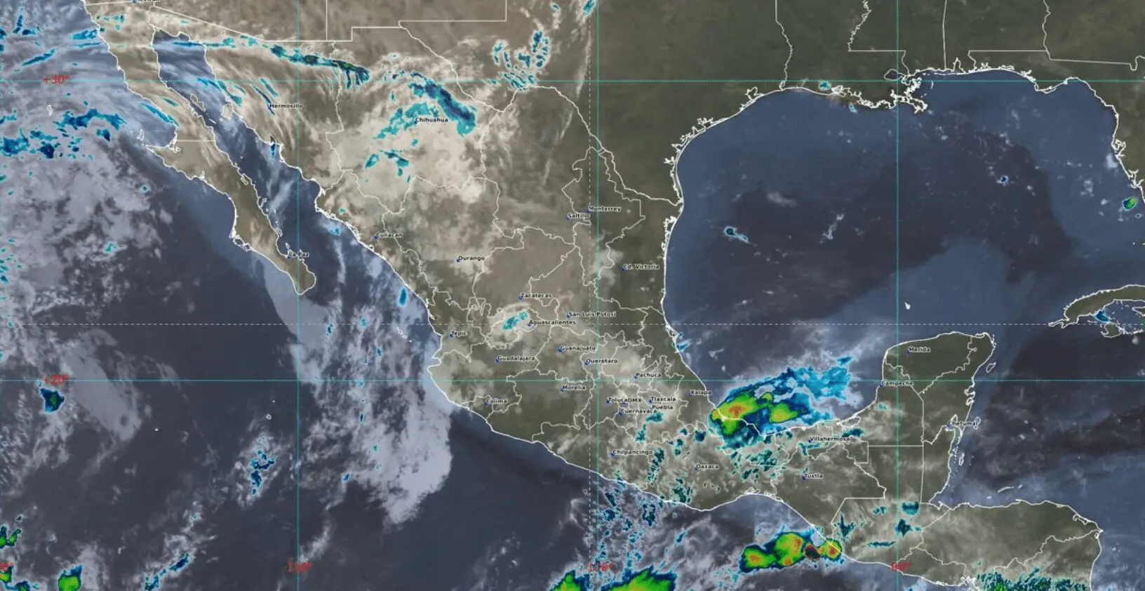 Lluvias intensas afectarán diversas regiones de México con tormentas, granizadas y fuertes rachas de viento