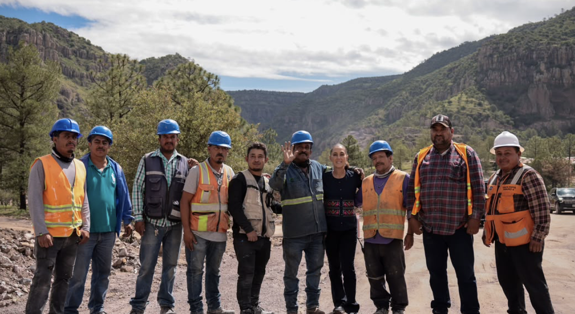 Claudia Sheinbaum supervisa los trabajos de construcción de la presa Tunal II en Durango