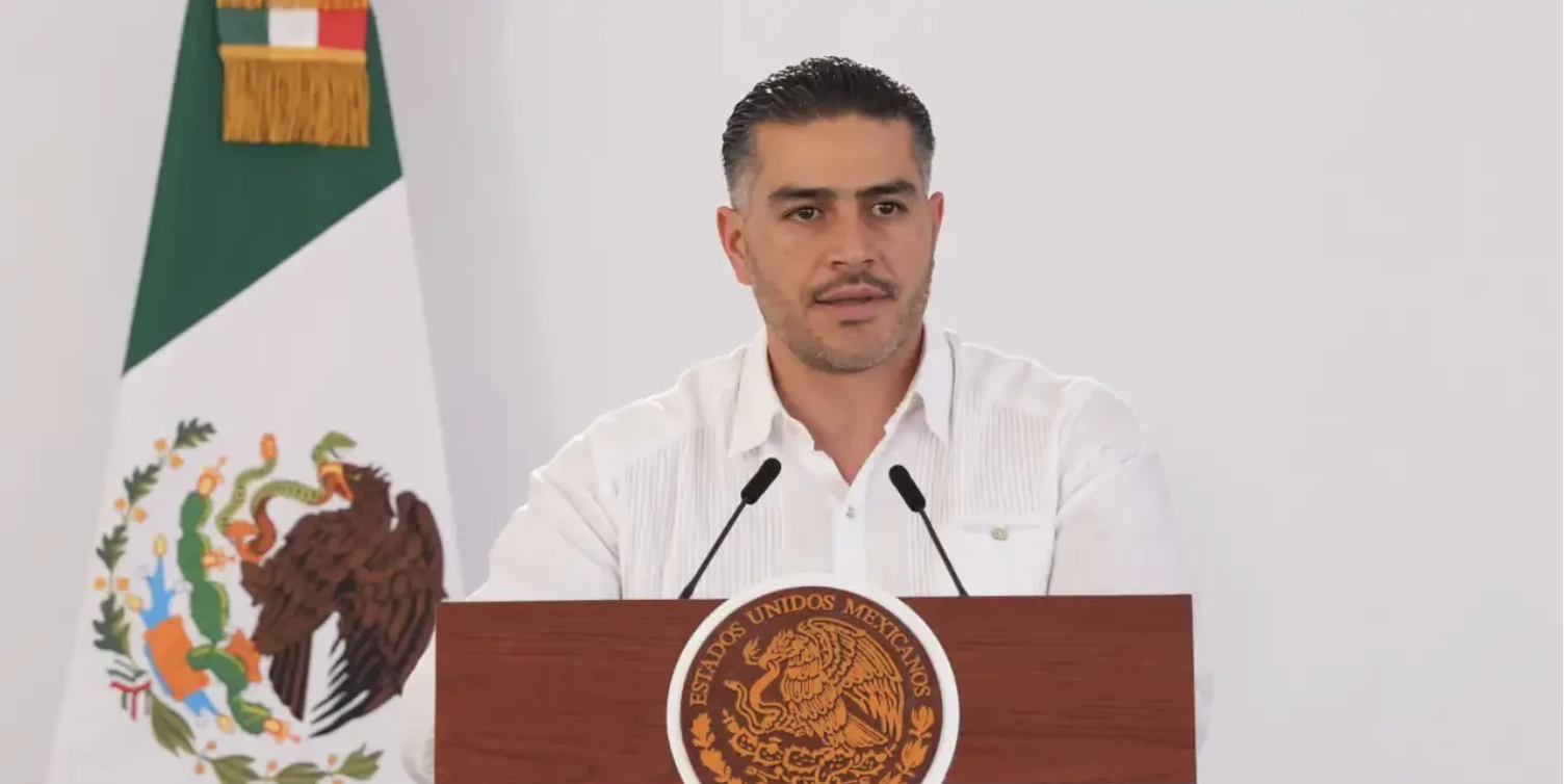 Omar García Harfuch durante la presentación de avances de seguridad en Quintana Roo