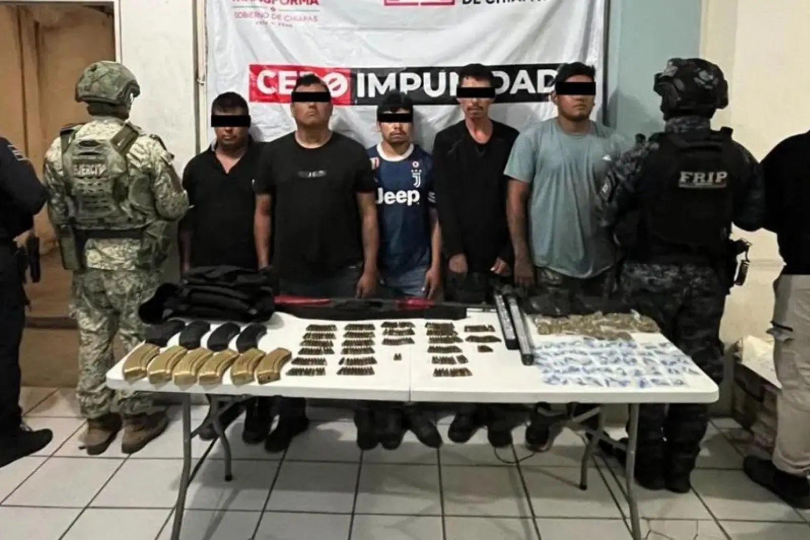 Capturan a cinco presuntos integrantes del Cártel de Sinaloa durante operativo en Chiapas