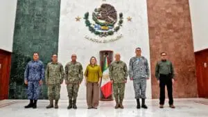 Yeraldine Bonilla Valverde, gobernadora interina de Sinaloa, durante actividades de seguridad estatal. Foto X: @YeralBonillaV