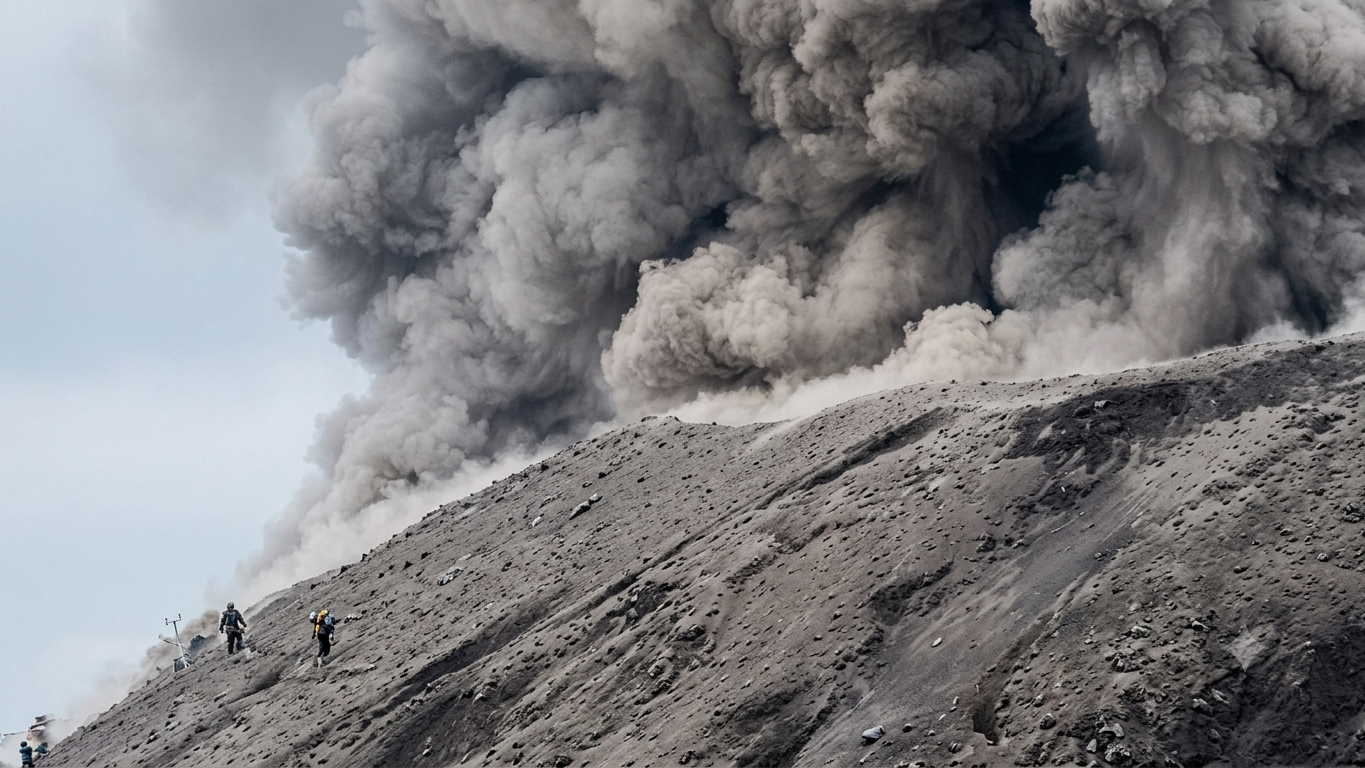 Volcán de Fuego en Guatemala durante una erupción con emisión de ceniza y material incandescente