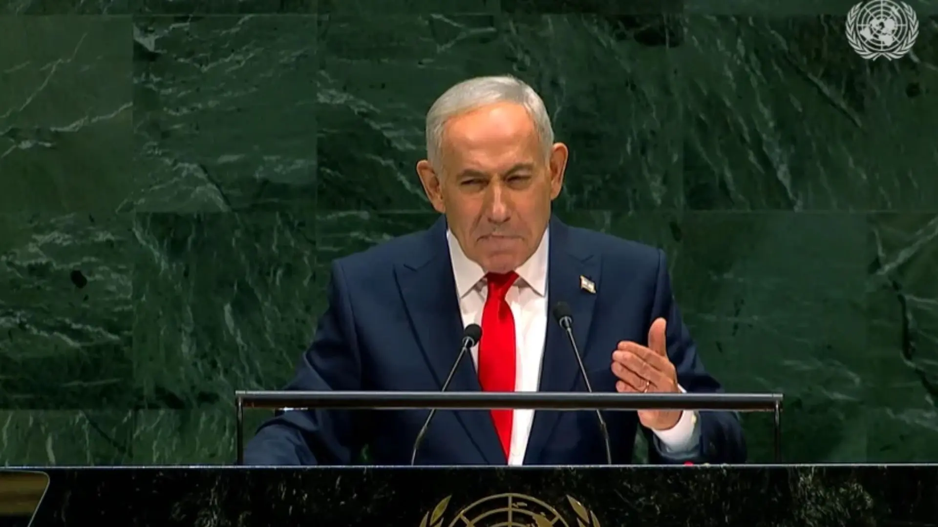 Benjamin Netanyahu durante su discurso ante la Asamblea General de la ONU. Foto: ONU