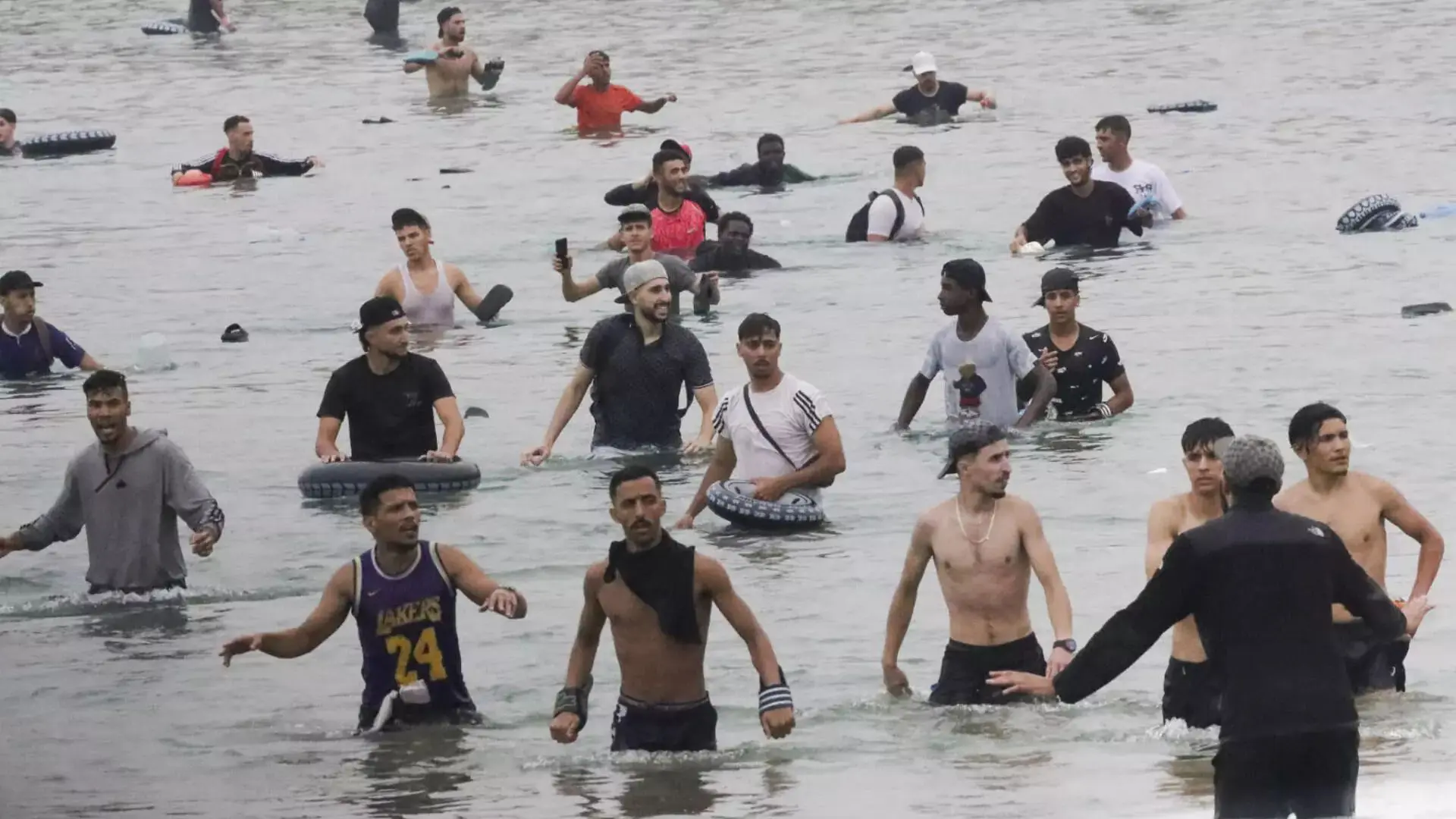 Group of people enjoying water activities together.