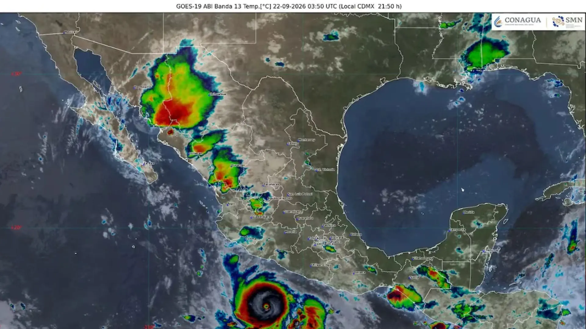 Huracán Polo alcanza categoría 5 frente a las costas del Pacífico mexicano. CONAGUA