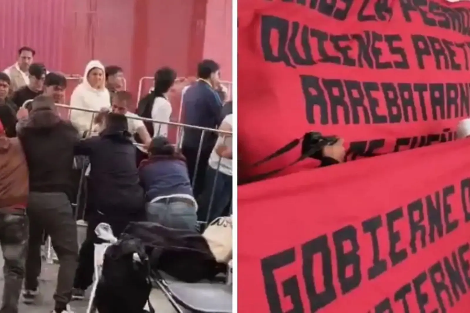 Normalistas de El Mexe irrumpen en acto de Sheinbaum en Pachuca; exigen justicia por compañero muerto