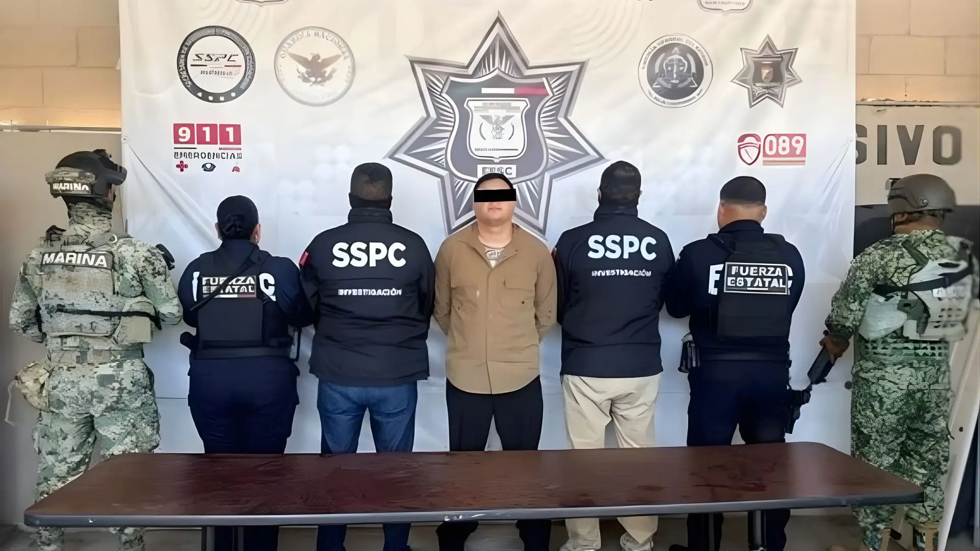 Fuerzas estatales y federales participaron en la detención de “El Ciego” en Mexicali. Foto SSC de BC