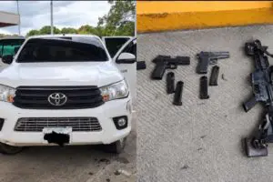 Caen cuatro presuntos miembros del Cártel del Pacífico con armas y vehículo robado en Huixtla