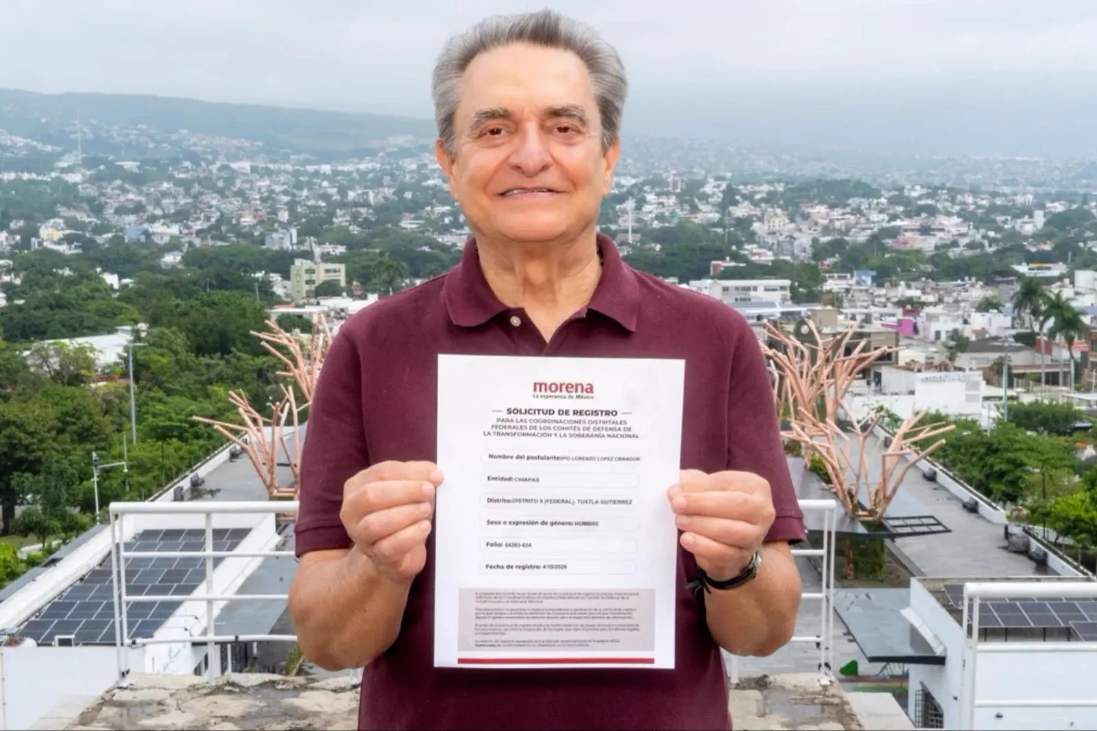 Pío López Obrador se registra en Morena para buscar diputación federal por Chiapas en 2027
