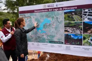 Claudia Sheinbaum supervisa proyecto integral para el saneamiento del Lago de Pátzcuaro