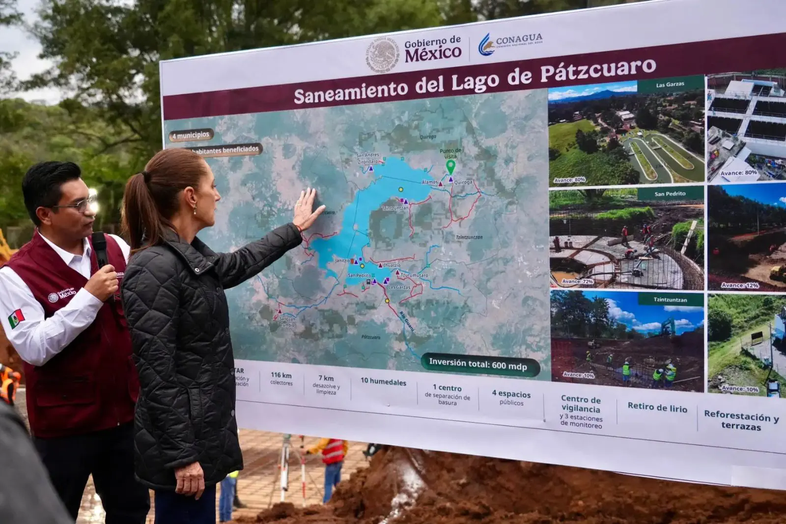Claudia Sheinbaum supervisa proyecto integral para el saneamiento del Lago de Pátzcuaro