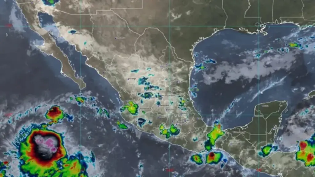 Tormenta tropical Simón bajo vigilancia del SMN frente a las costas del Pacífico mexicano. Foto: @conagua_clima
