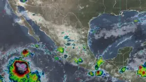 Tormenta tropical Simón bajo vigilancia del SMN frente a las costas del Pacífico mexicano. Foto: @conagua_clima