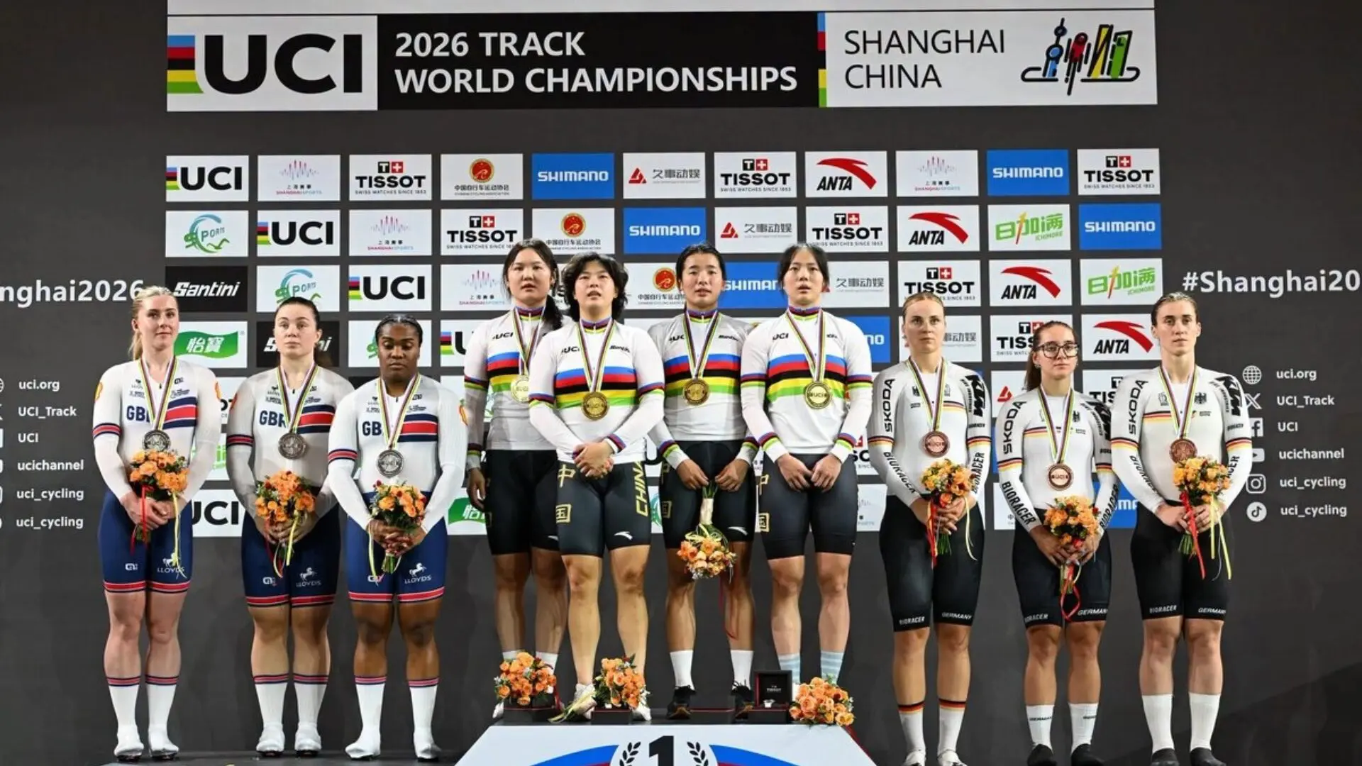 Selección mexicana de ciclismo de pista durante el Campeonato Mundial de Shanghái 2026. Foto Facebook: UCI