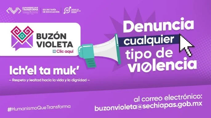 Buzones violetas en escuelas de Chiapas para denunciar violencia