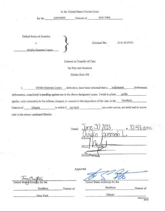 Legal document with handwritten signatures and text.