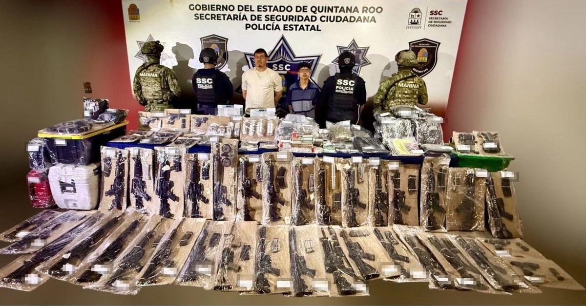 Aseguramiento de armamento del CJNG en Quintana Roo