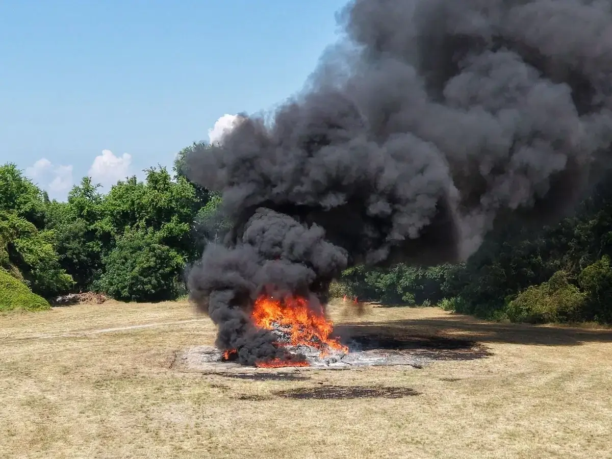 Incineración de narcóticos realizada por la FGR en Tapachula