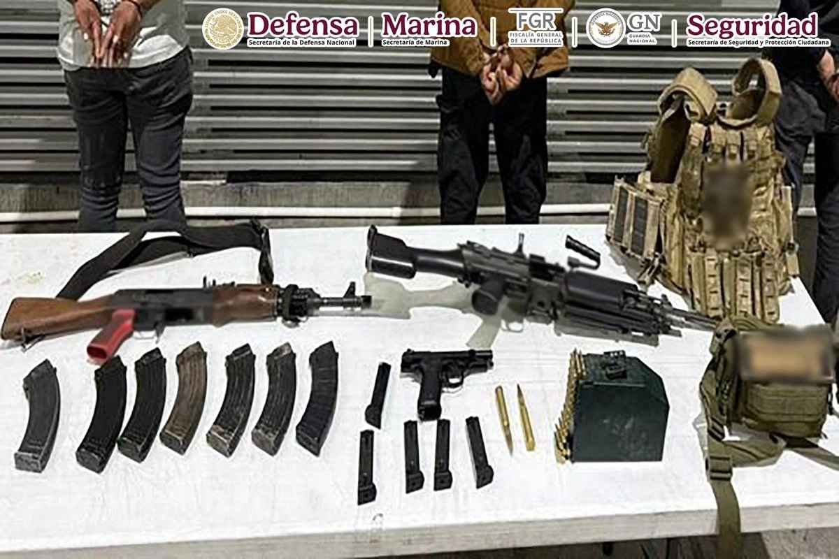 Aseguramiento de armas y vehículos durante Operación Frontera Norte en General Treviño